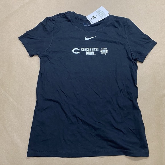 Nike Tee Black Cincinnati Reds Team Over Shoulder Black T-shirt Women's S Small - Picture 1 of 13